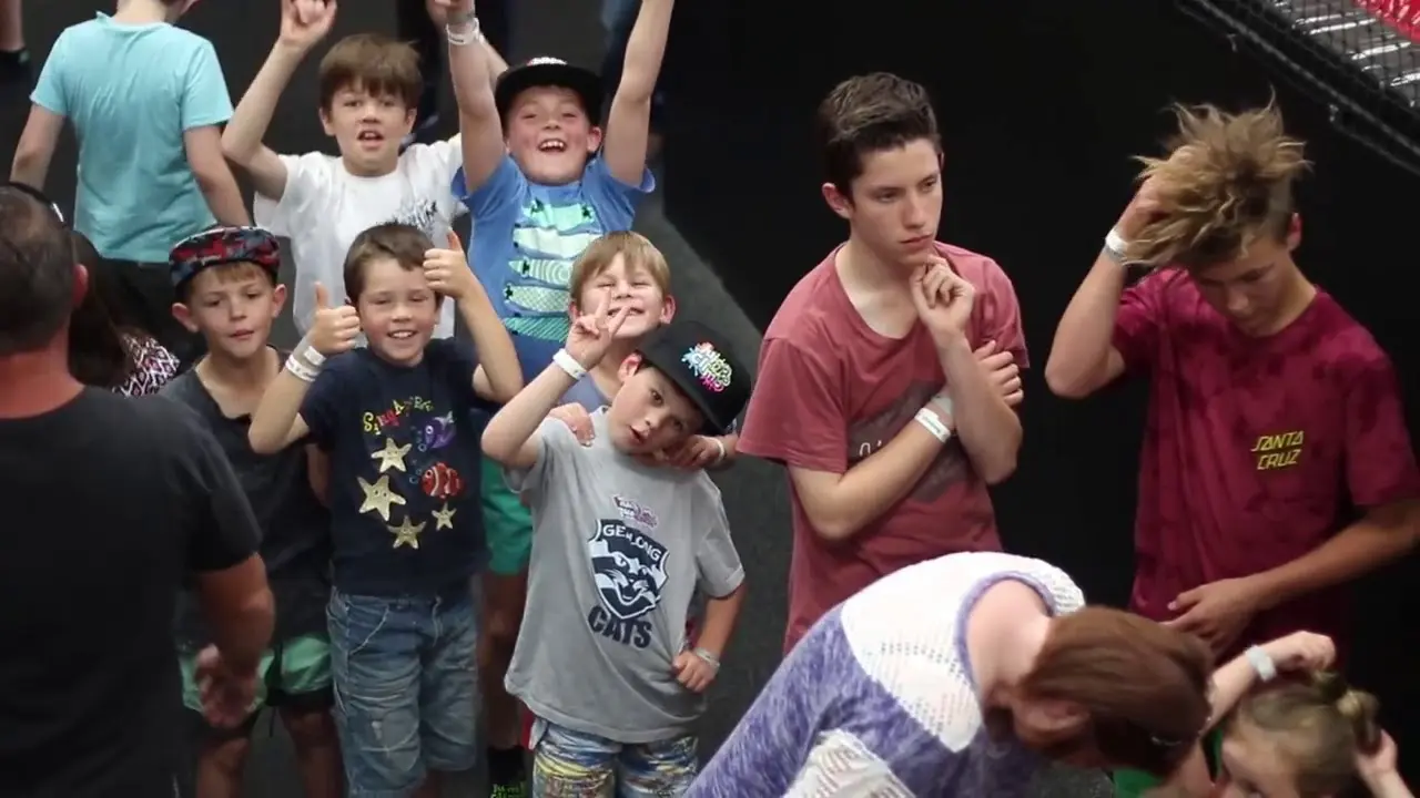 Young visitors celebrating a fun session at Jump & Climb