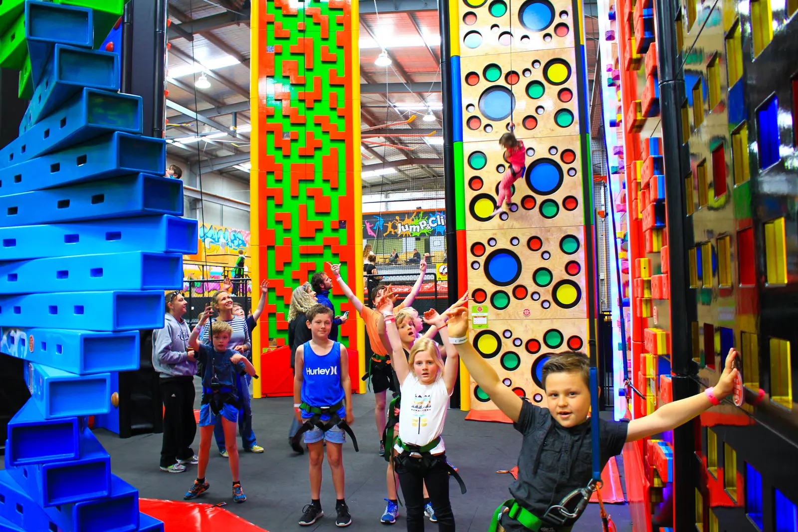 Colourful Clip 'n Climb climbing walls